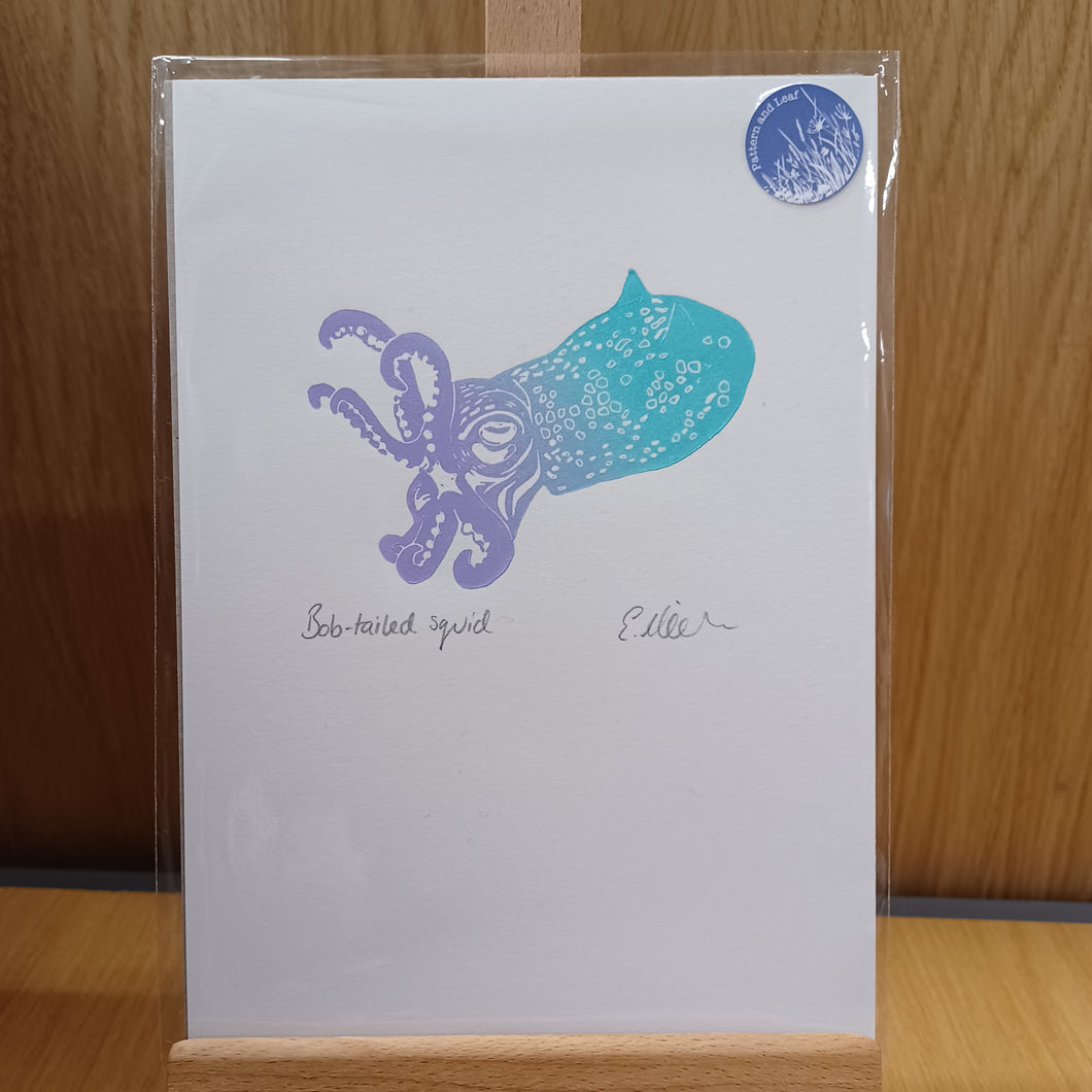 Bob-tailed Squid A5 Print - Purple/Green