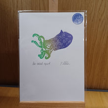 Load image into Gallery viewer, Bob-tailed Squid A5 Print - Purple/Green
