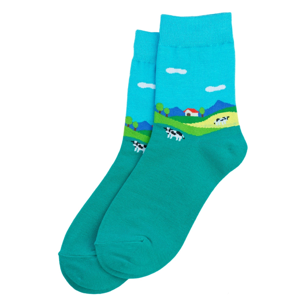Field scene multicolour socks