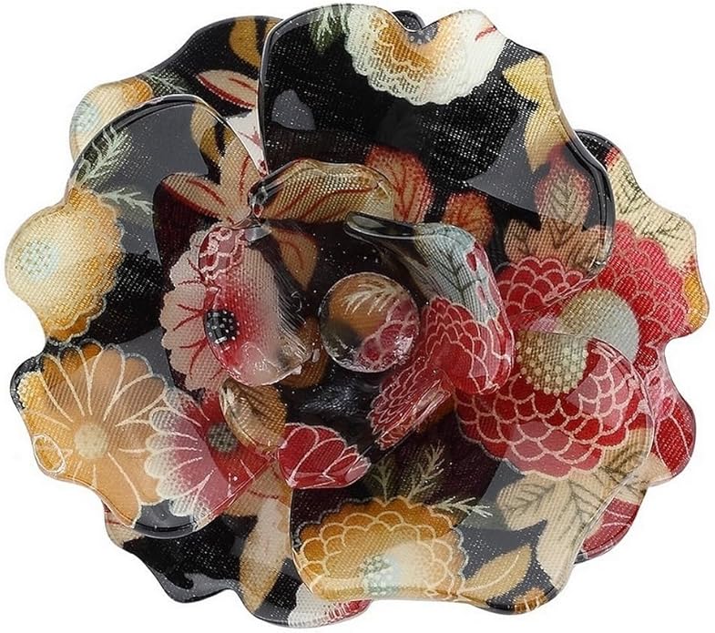 Floral print flower brooch