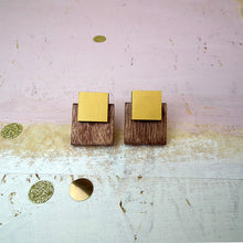 Load image into Gallery viewer, Double Square Wooden Stud Earrings
