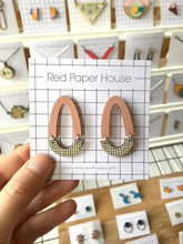 Load image into Gallery viewer, Wooden Hoop Drop Geometric Earrings
