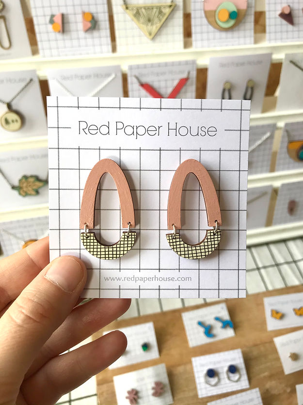 Wooden Hoop Drop Geometric Earrings