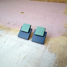 Load image into Gallery viewer, Double Square Wooden Stud Earrings
