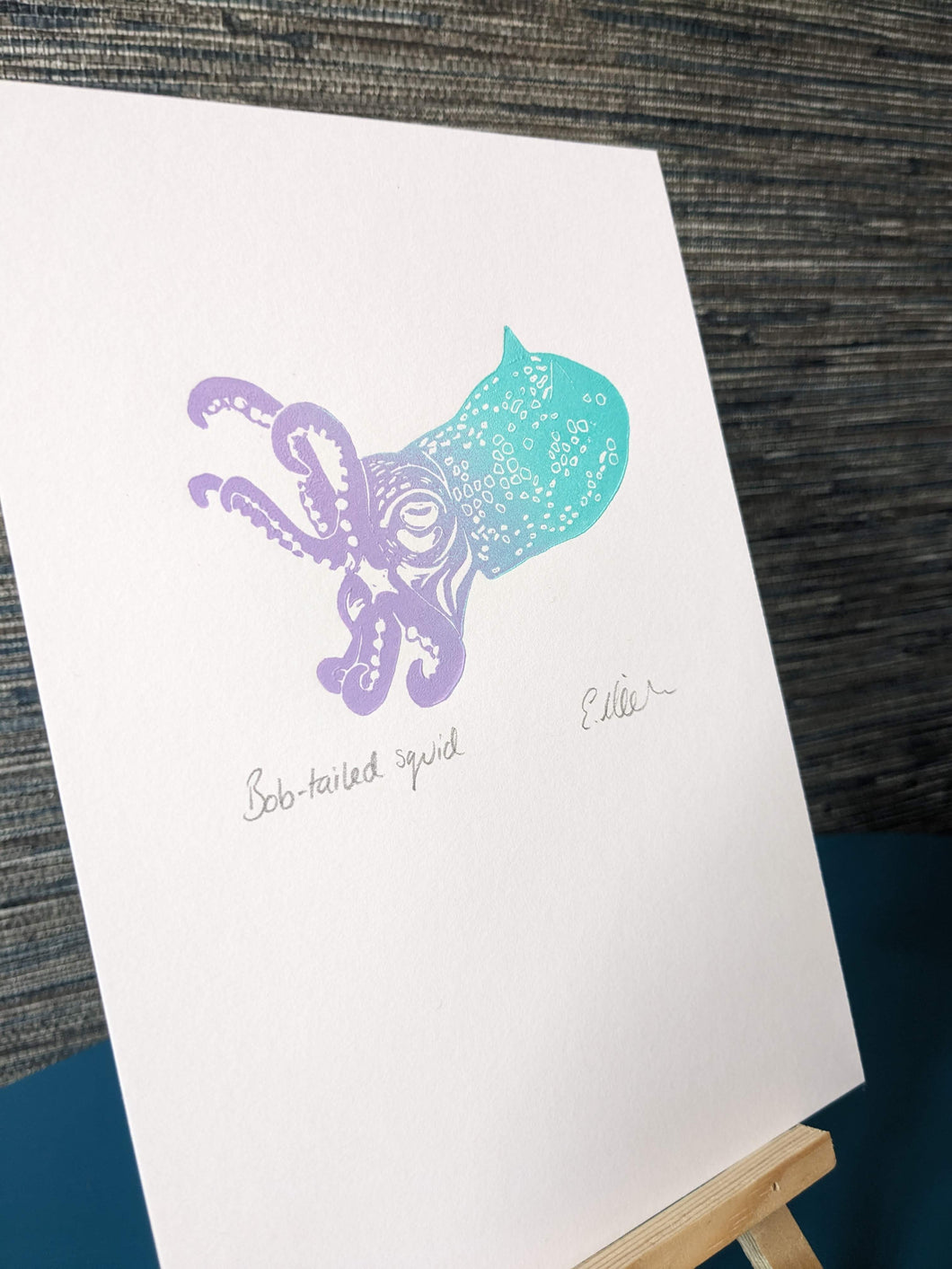 A5 Print Bob-tailed Squid - Blue/Purple