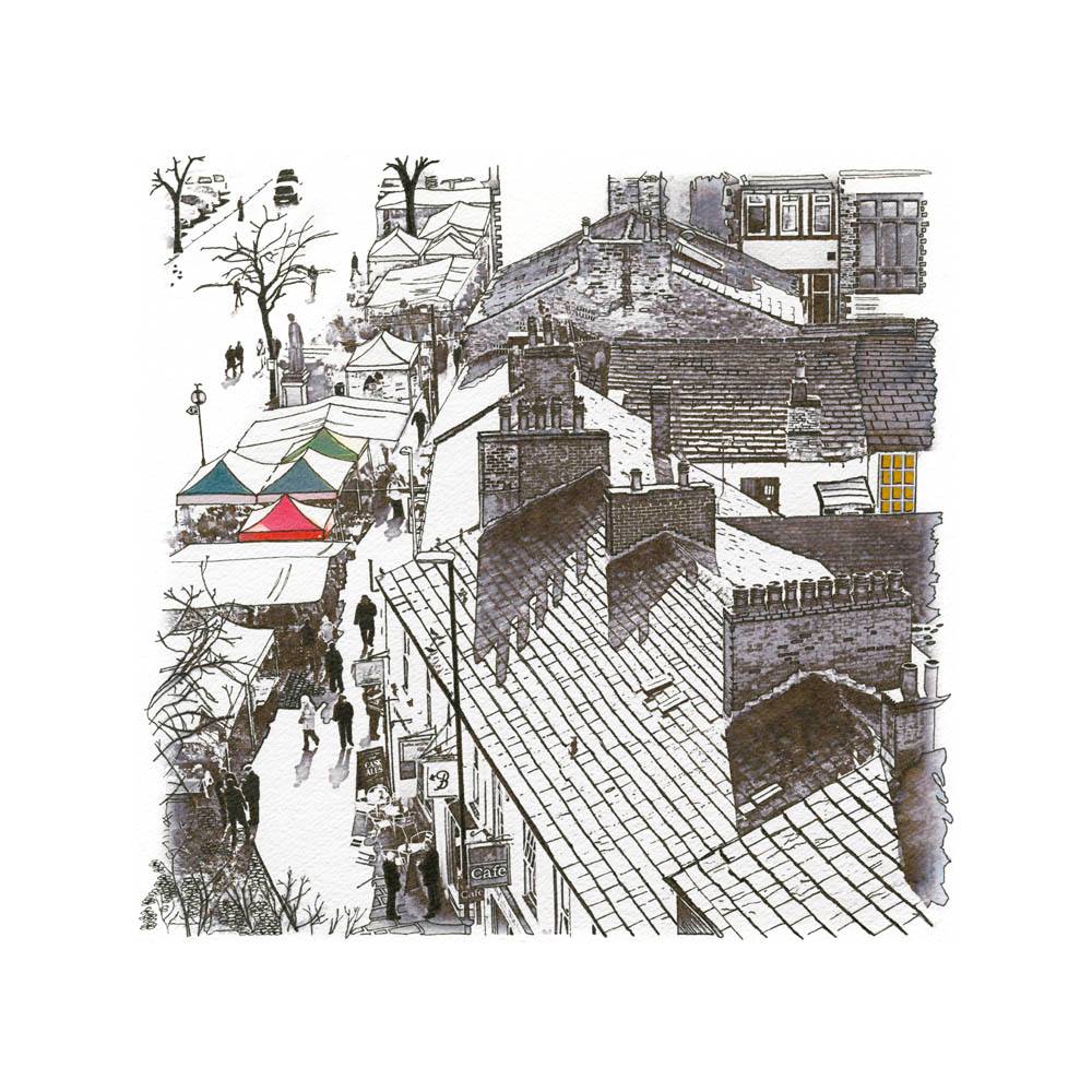 Jemma Garland Postcard - 'High Street on Market Day'