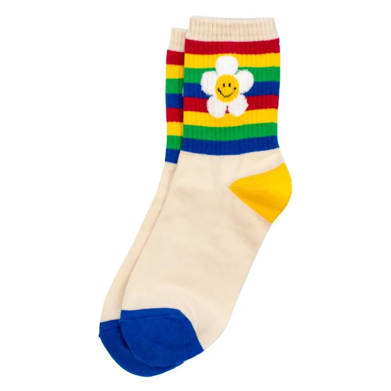 Multicolour Striped Flower Socks