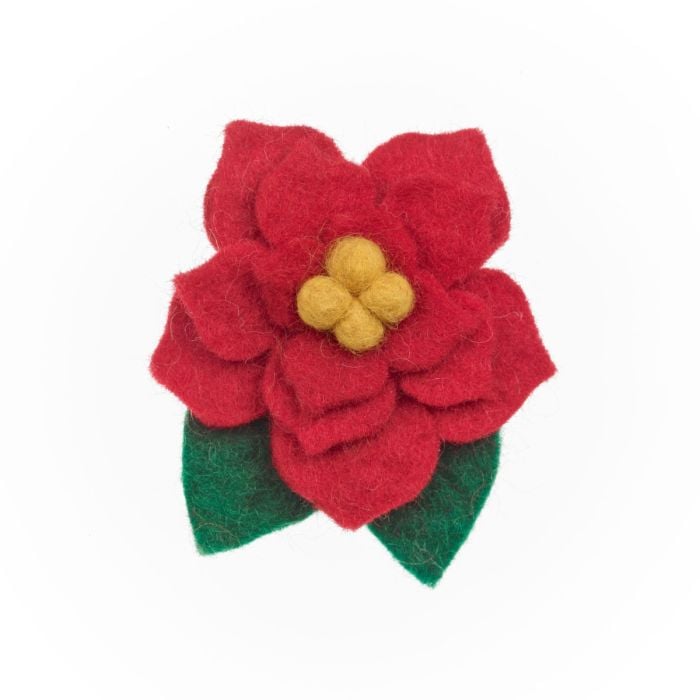 Handmade Felt Christmas Poinsettia Brooch