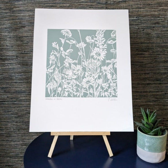 Meadow in Bloom Large Print - Sea Green